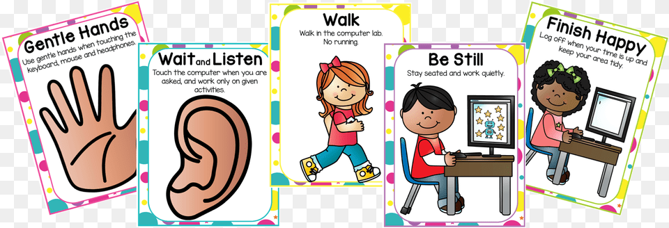 Computer Rules Clipart Kindergarten Computer Lab Rules, Book, Comics, Publication, Baby Free Png Download