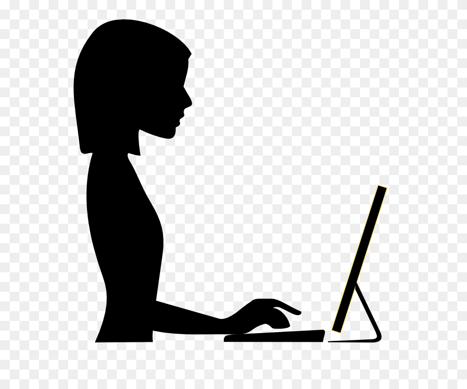Computer Screen Clip Art, Silhouette, Adult, Female, Person Free Png