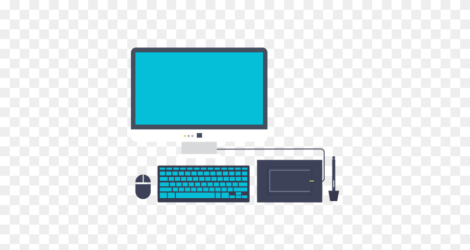 Computer Set Flat Icon, Electronics, Pc, Computer Hardware, Computer Keyboard Png