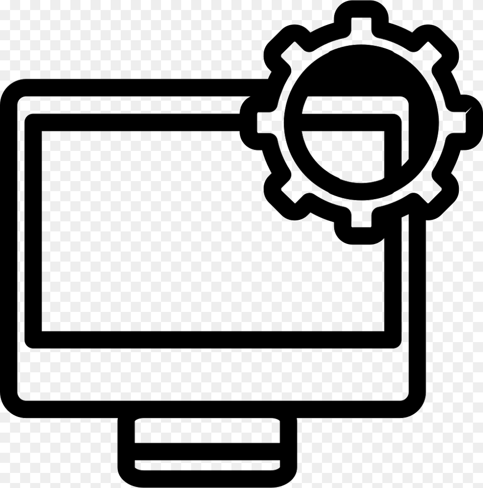Computer Setting Outline Interface Symbol In A Circle Computer In Setting Icon, Stencil, Electronics, Camera Free Transparent Png