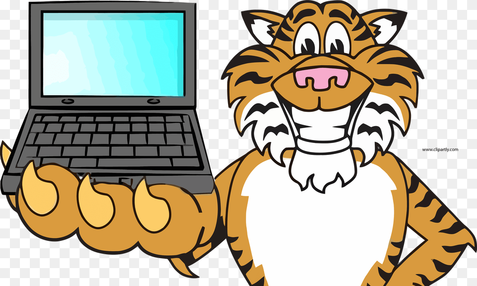 Computer Tigger Clipart Image Tiger On A Computer, Electronics, Laptop, Pc, Hardware Free Transparent Png