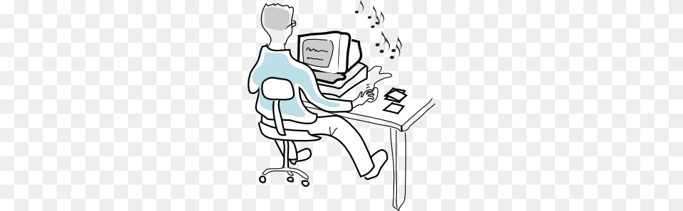 Computer User Burning Music Cds Clip Art, Desk, Furniture, Table, Electronics Png Image