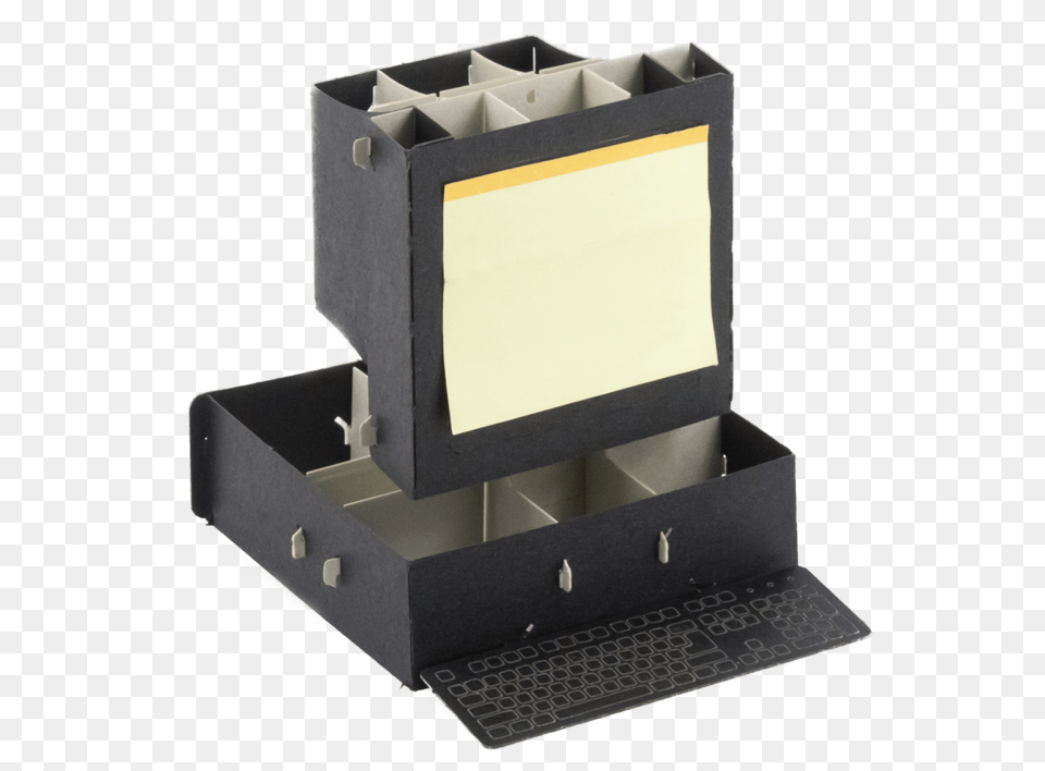 Computer With Sticky Note Computer, Drawer, Furniture, Box Free Png
