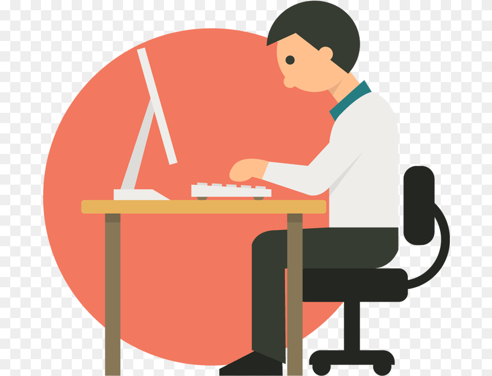 Computer Work, Table, Desk, Furniture, Person Free Transparent Png