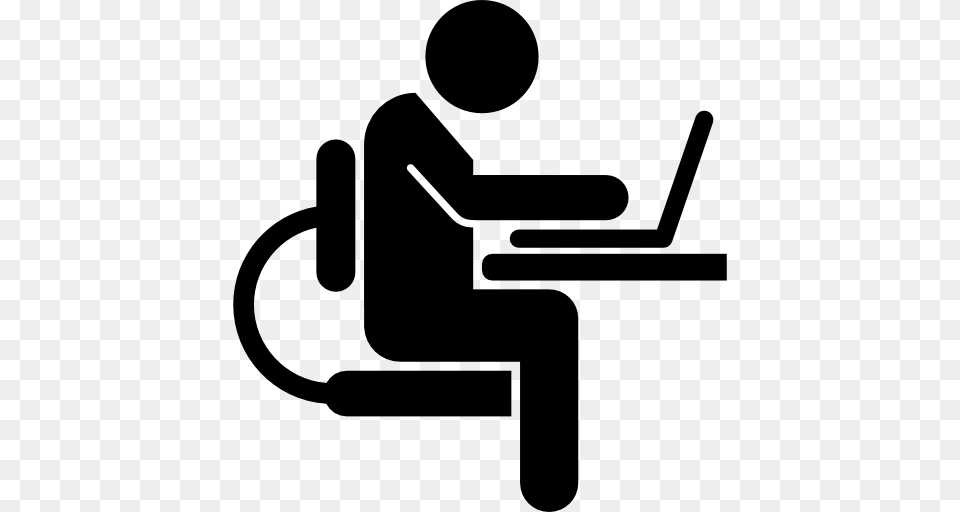 Computer Worker On Side View, Person, Sitting, Stencil Png Image