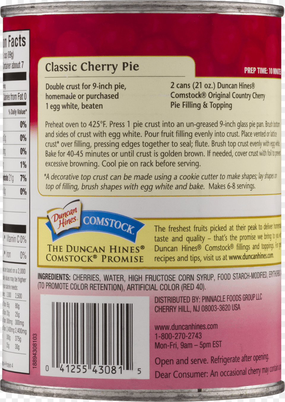 Comstock Original Country Cherry Pie Filling Or Topping, Aluminium, Tin, Can, Canned Goods Free Png Download