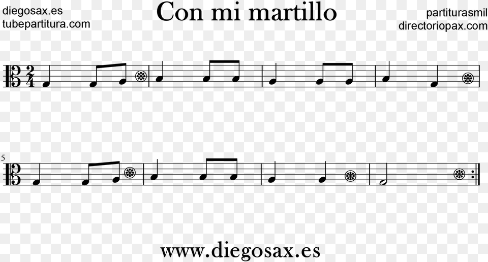 Con Mi Martillo Partitura En Sol Mayo Para Viola En Clave De Si Bemol, Gray Free Png Download