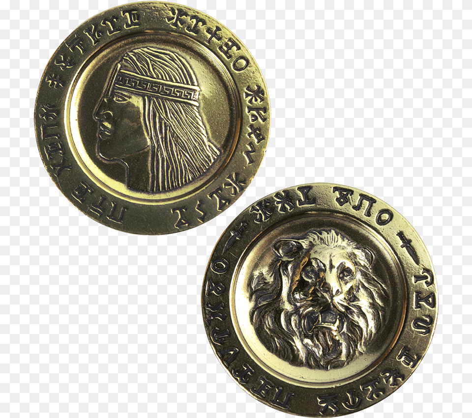 Conan The Barbarian Aquilonian Golden Luna Aquilonian Coins, Person, Animal, Lion, Mammal Free Png Download