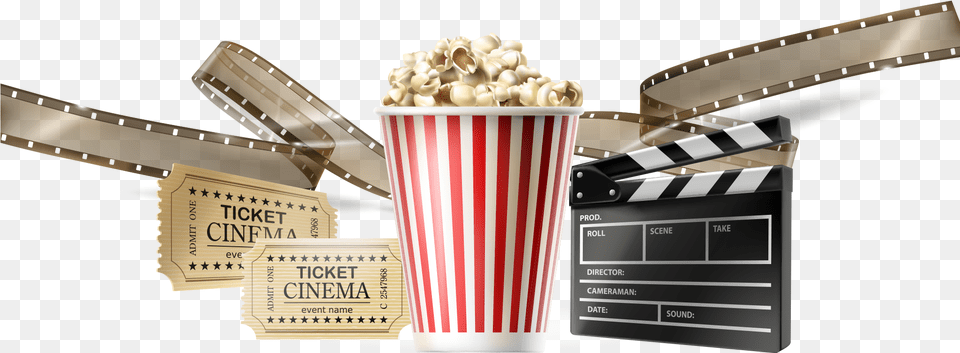 Conceito De Cinema, Food, Clapperboard, Popcorn Png