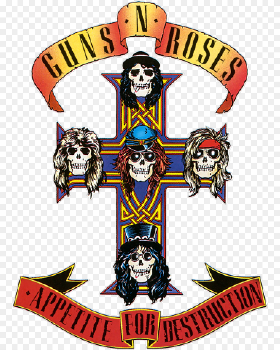 Concert Clipart Garage Band Guns N Roses Appetite For Destruction, Cross, Symbol, Emblem, Person Free Png