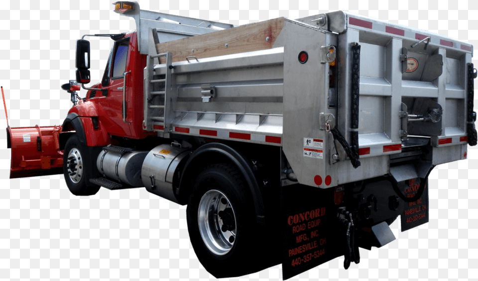 Concord Road Equipment Red Plow Truck With Dump Bed Trailer Truck, Transportation, Vehicle, Machine, Wheel Free Transparent Png