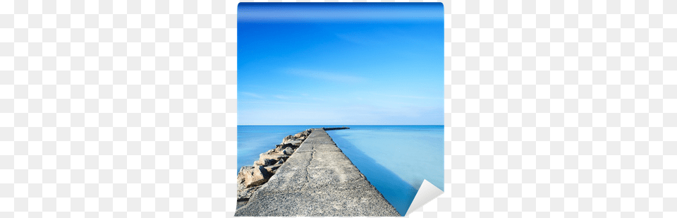 Concrete And Rocks Pier Or Jetty On Blue Ocean Water Concrete Amp Rocks Pier Seascape Photo Metal Grey, Waterfront, Coast, Land, Nature Free Transparent Png