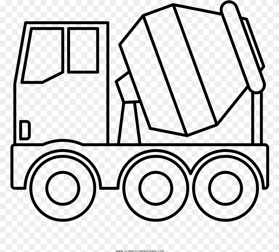 Concrete Mixer Truck Coloring, Gray Free Png