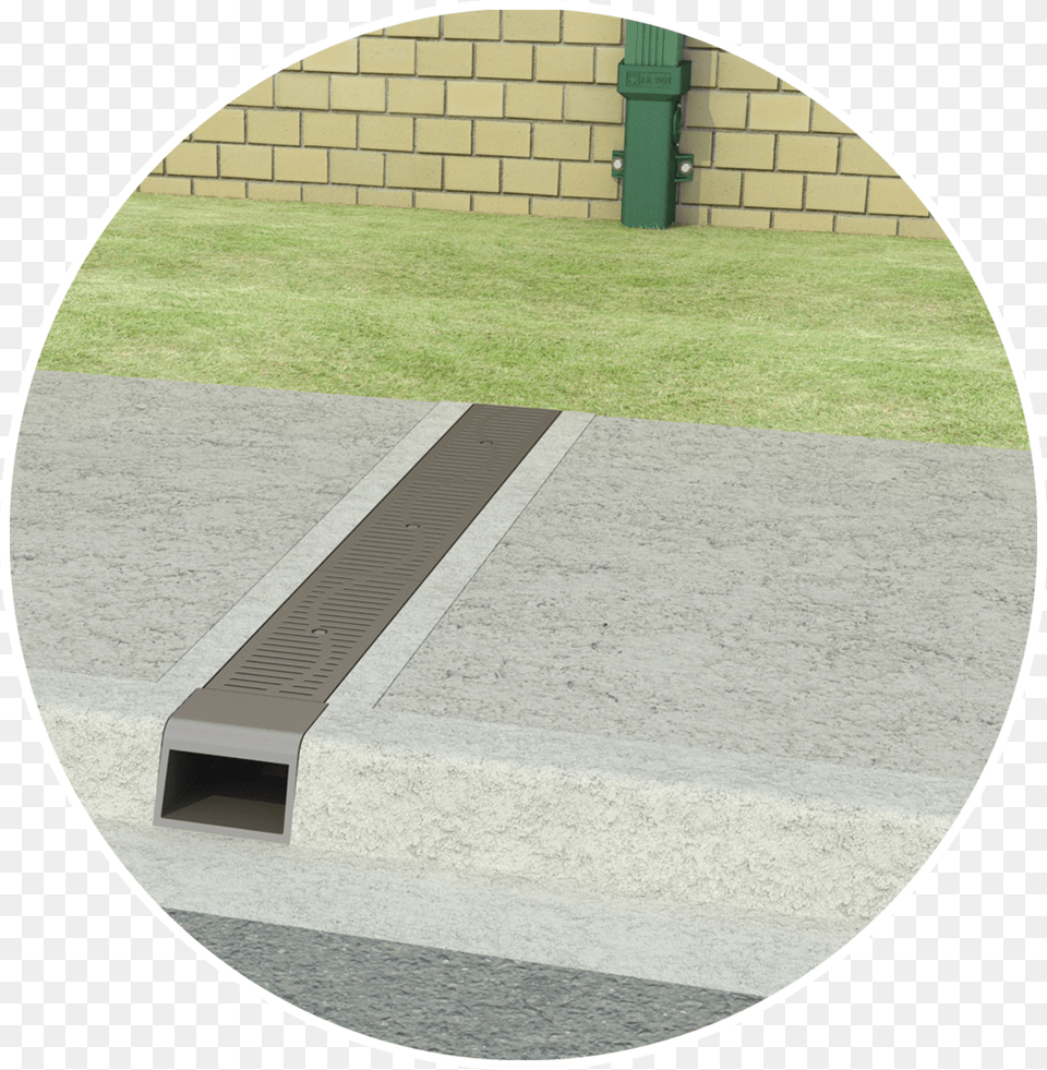 Concrete Sidewalk Trench Drain, Path, Bench, Furniture, Grass Free Png Download