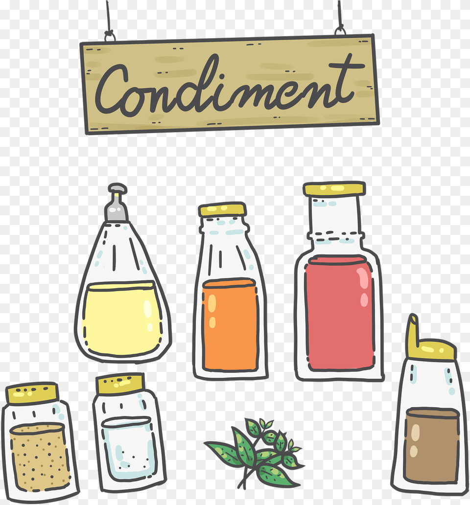 Condiment Sauce Pepper Seasoning Kitchen Bottle Sauces And Salt Cartoon, Text Png Image