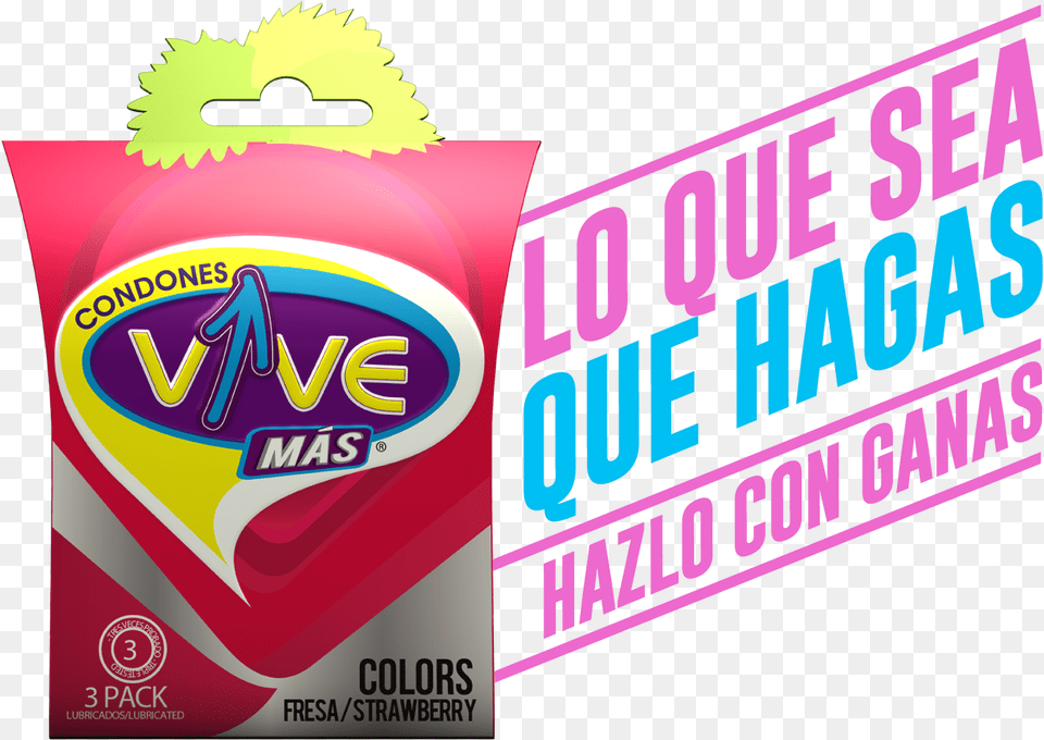 Condones Vive Condones Vive, Gum, Advertisement, Food, Ketchup Png Image