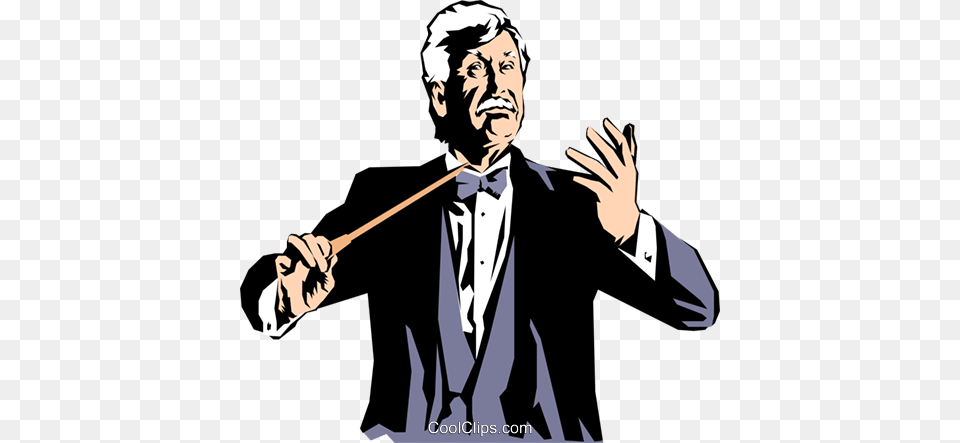 Conductor Leading Orchestra Royalty Free Vector Clip Art, Suit, Clothing, Formal Wear, Person Png