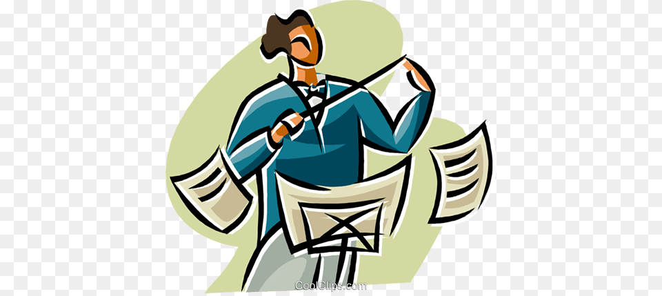 Conductor Royalty Vector Clip Art Illustration, Person, Reading, Book, Comics Free Transparent Png