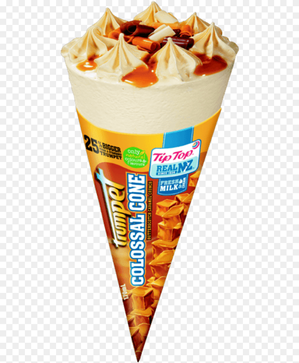 Cone Colossal Cone Butterscotch Caramel Crunch2 X 1340 Colossal Trumpet, Cream, Dessert, Food, Ice Cream Free Png
