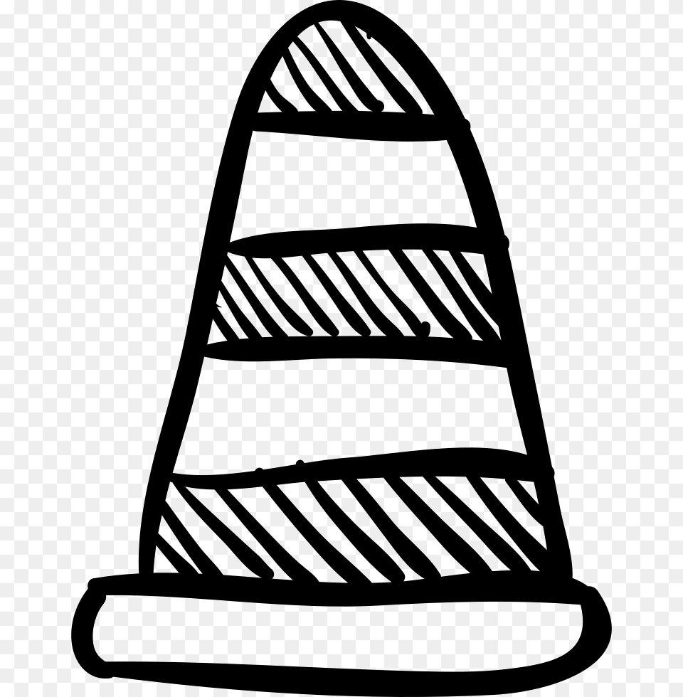 Cone Hand Drawn Construction Tool With Stripes Comments Tool, Clothing, Hat, Crib, Furniture Free Transparent Png