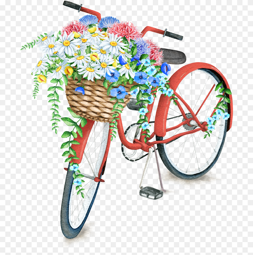 Conference Bicycle Christ Latter Flower In Bicycle Basket, Wheel, Plant, Machine, Flower Bouquet Free Png Download