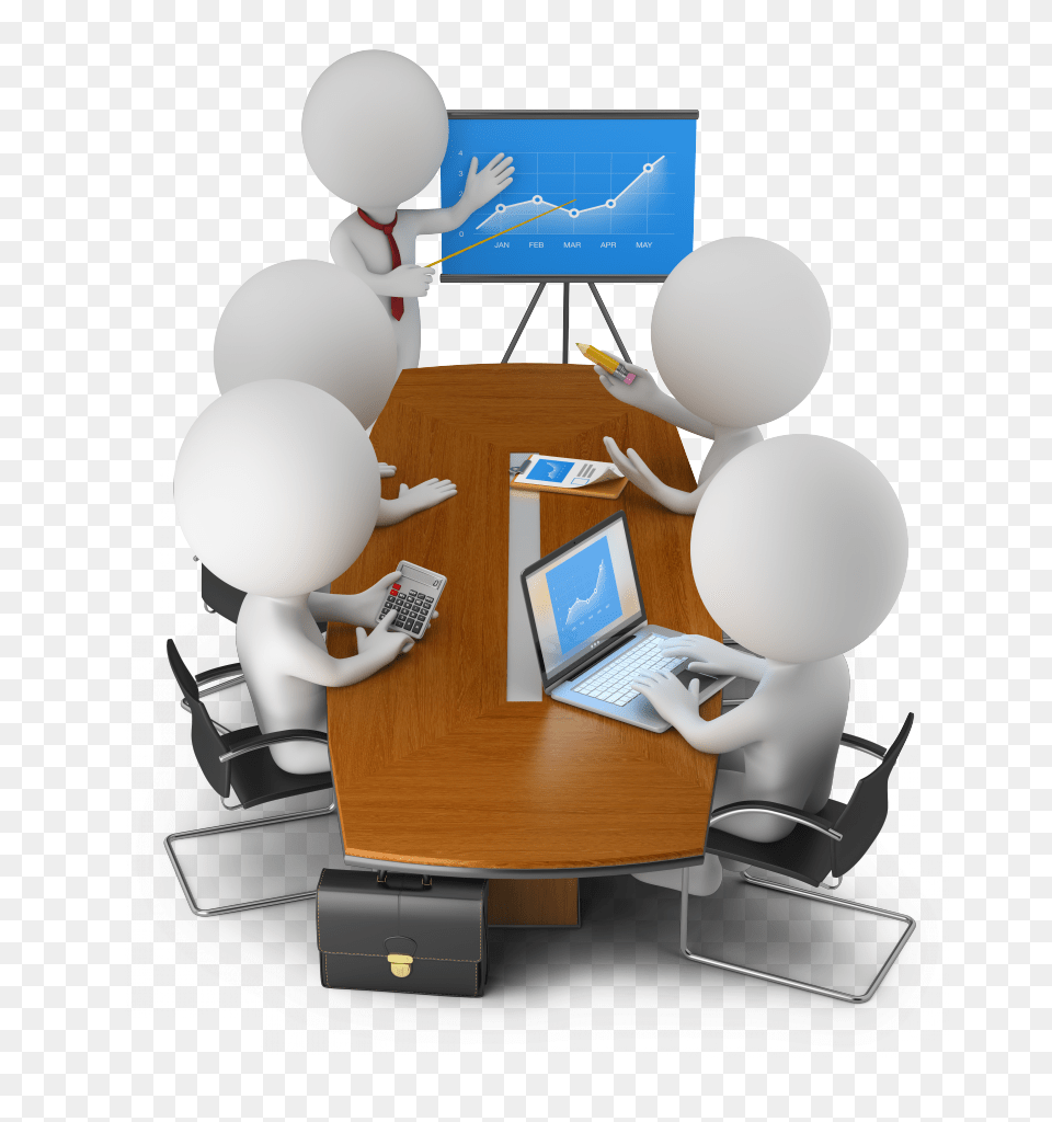 Conference Meeting Small People Meeting 3d People, Table, Furniture, Screen, Pc Free Png
