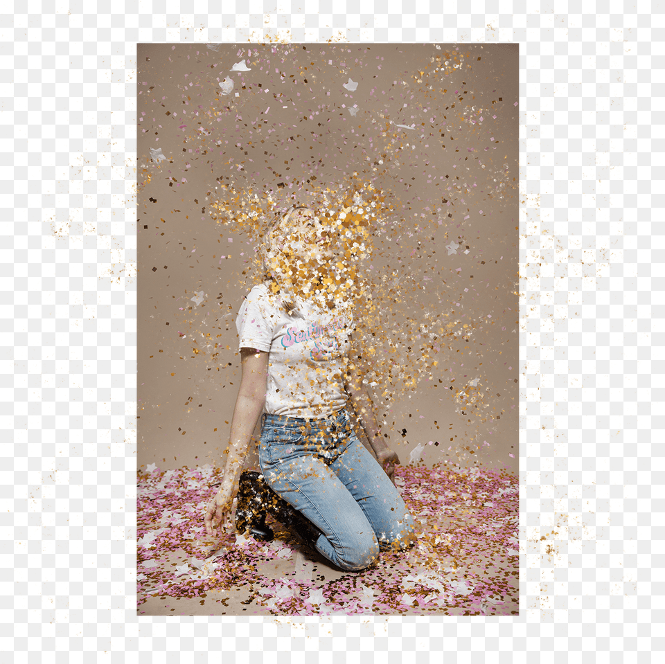 Confetti Catharsis The Story Behind The Confetti Project Visual Arts, Clothing, Pants, Adult, Portrait Free Png Download