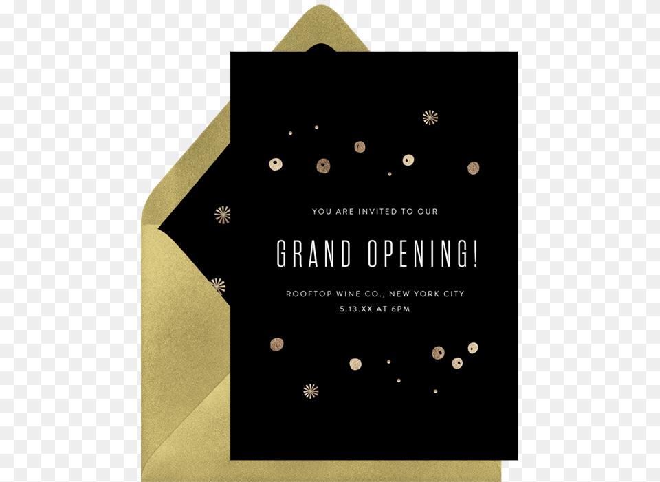 Confetti Cheer In Black Greenvelope Com Invitation Grand Opening Invitation Black, Advertisement, Poster, Envelope, Greeting Card Png Image