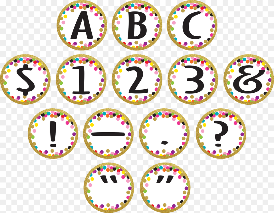 Confetti Circle Letters Confetti Classroom Circle Letters, Number, Symbol, Text Free Transparent Png