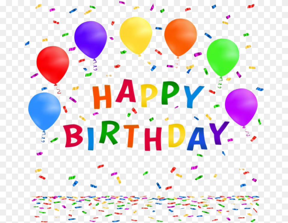 Confetti Happy Birthday Photos Transparent Happy Birthday Balloons, Balloon, Paper Png Image