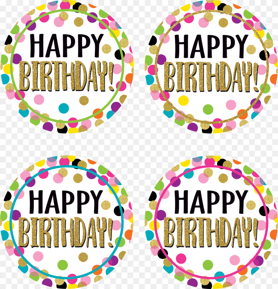 Confetti Happy Birthday Wear Em Badges Happy Birthday Badge, Pattern, Paper, Text Png Image