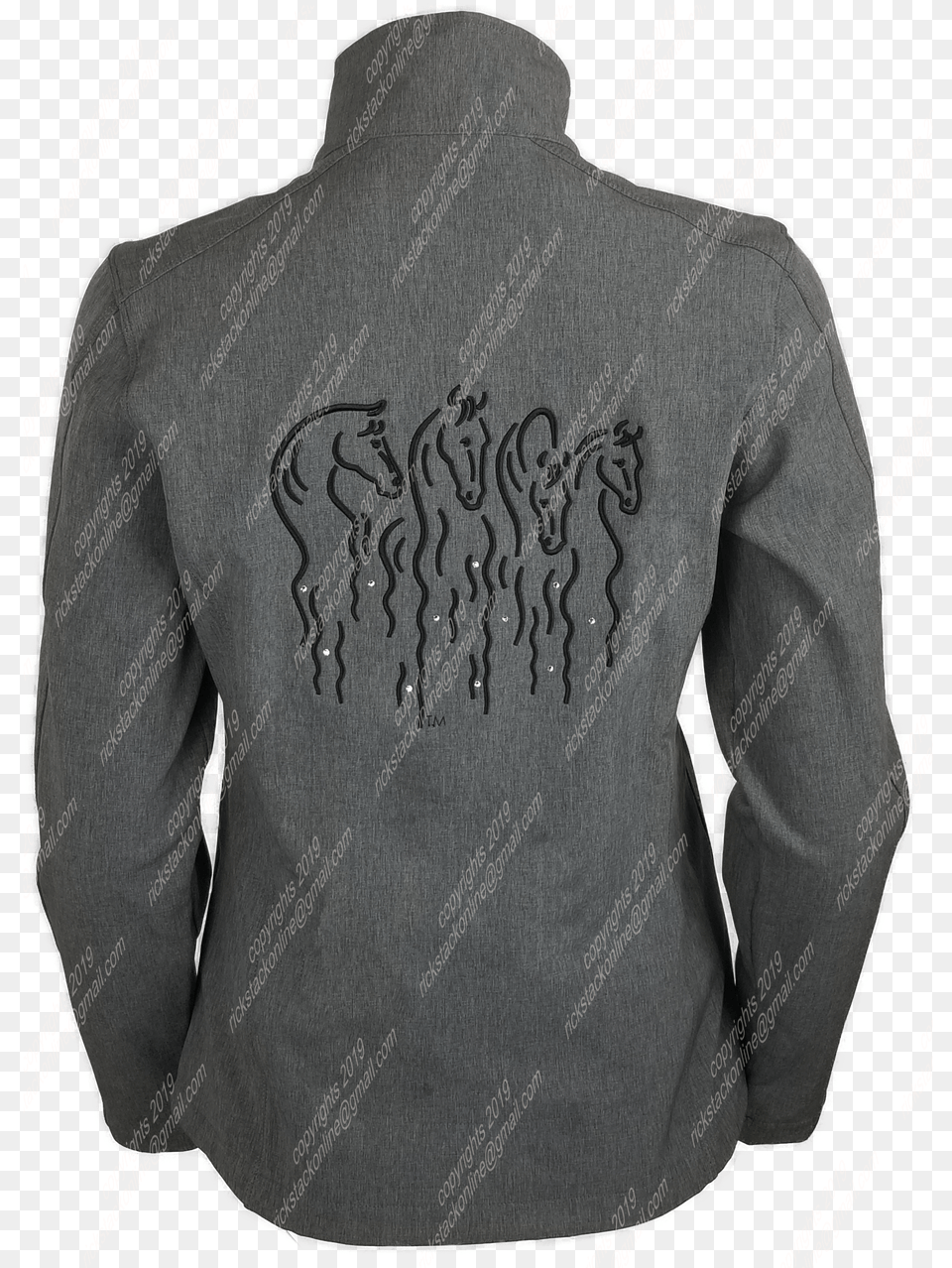 Confetti Horses Light Gray Jacket Black Stitching Sweatshirt, Blazer, Clothing, Coat Png Image
