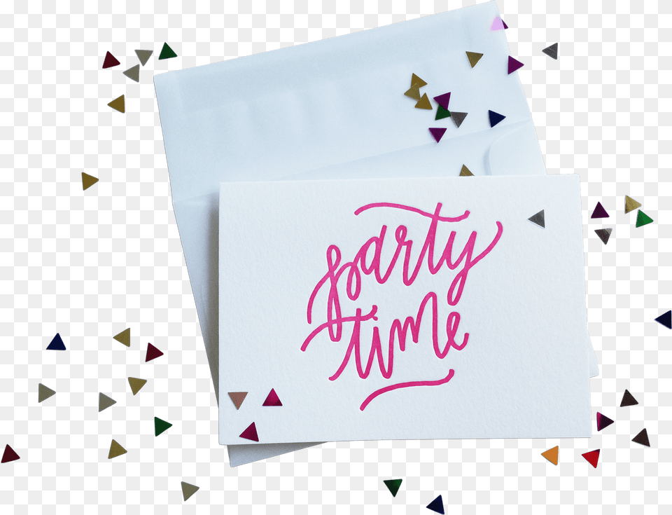 Confetti Party Time, Paper, Business Card, Text, Envelope Free Png Download