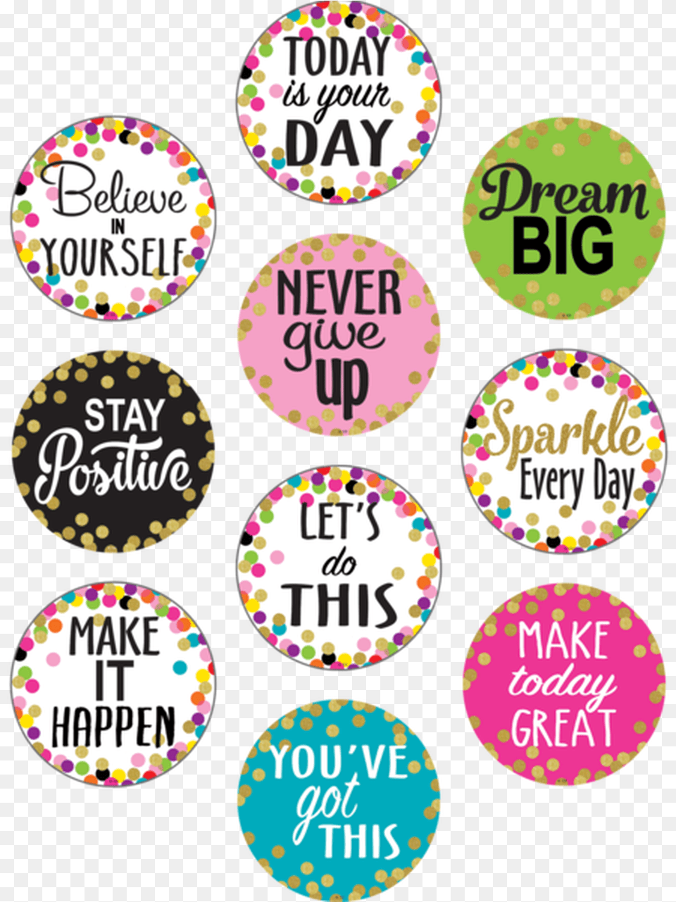 Confetti Positive Sayings Accents Motivational Stickers For Kids, Sprinkles Free Png