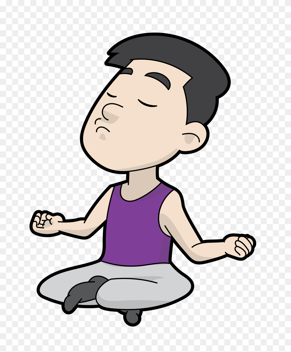 Confident Cartoon Man In Meditation, Baby, Person, Face, Head Free Png Download