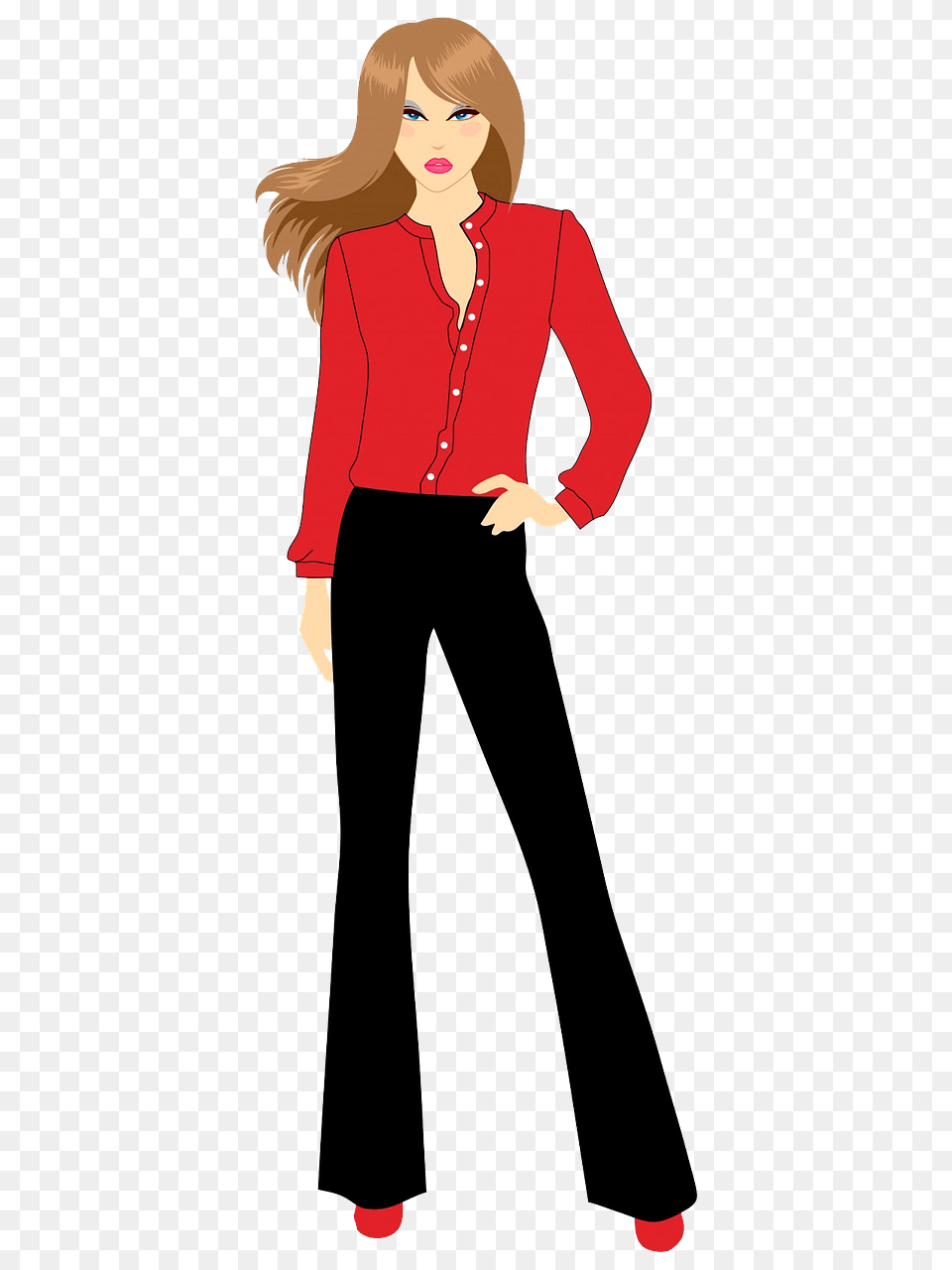 Confident Girl Clipart, Knitwear, Clothing, Sweater, Pants Free Png Download