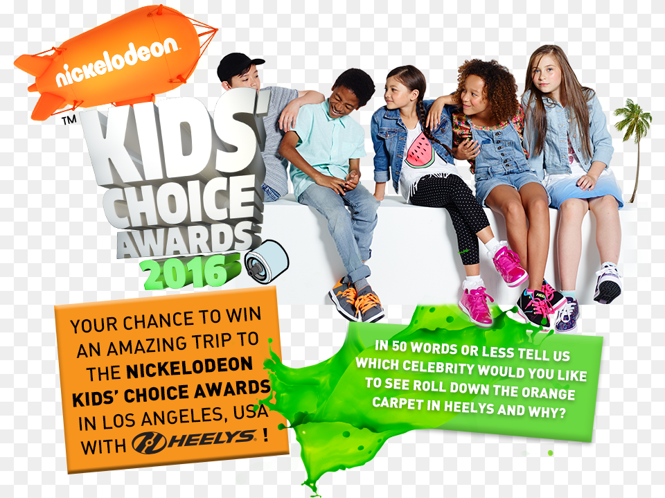 Confira A Lista De Vencedores Do Kids Nickelodeon Kids Choice Awards 2016, Advertisement, Poster, Jeans, Clothing Png