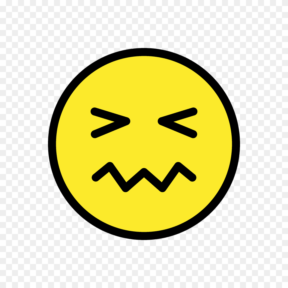 Confounded Face Emoji Clipart, Sign, Symbol, Road Sign, Disk Png