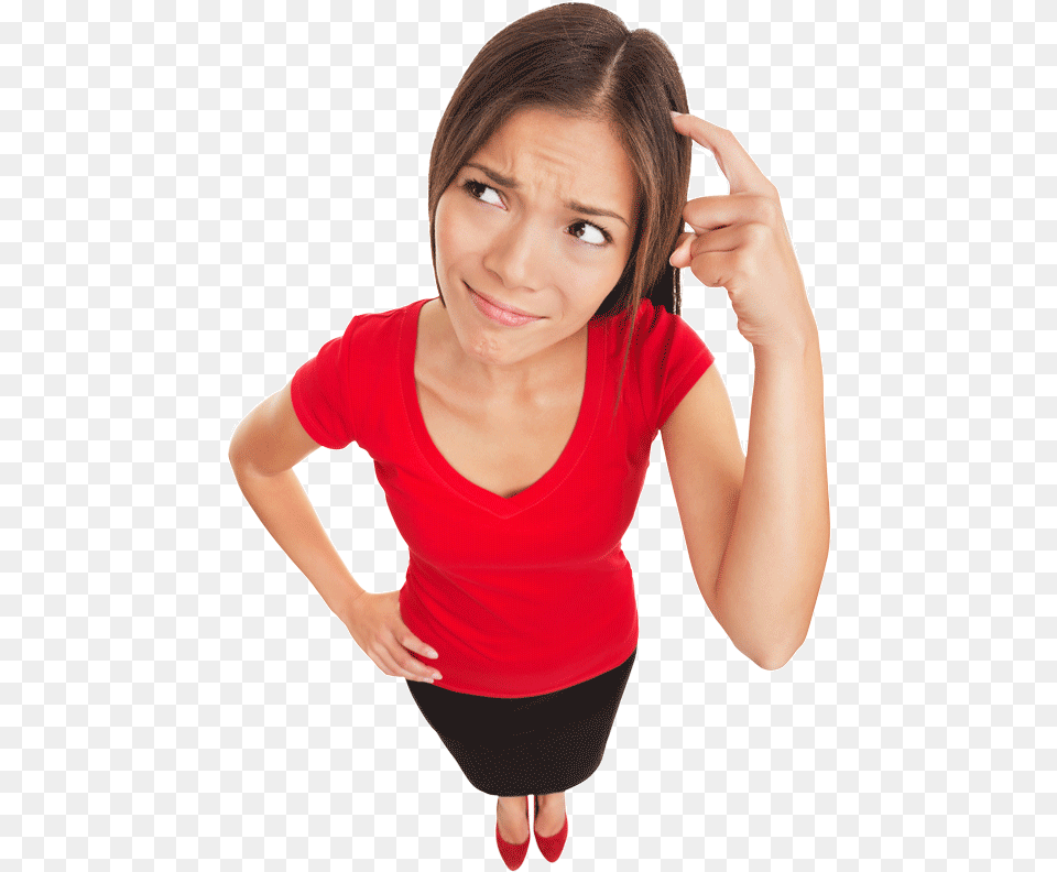 Confused Girl Smtg Woman Scratching Her Head, Portrait, Face, Photography, Person Png Image
