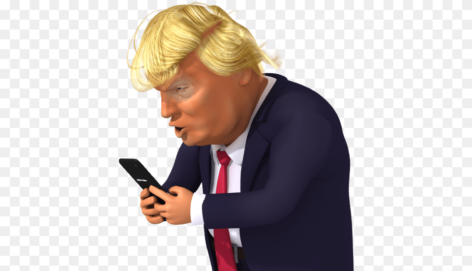 Confused Trump Banner Black And White Trump Tweeting On His Phone, Accessories, Tie, Person, Woman Free Png