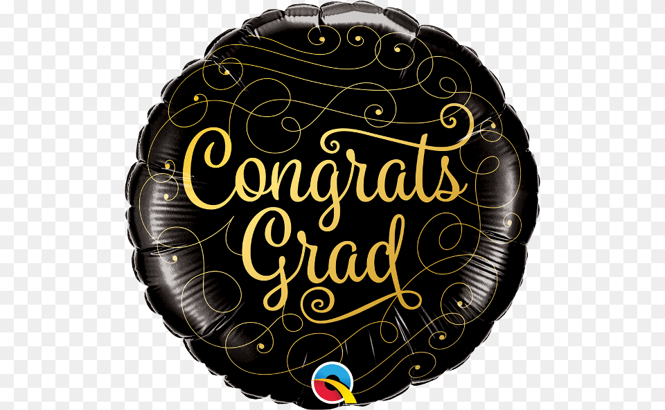 Congrats Grad Gold Amp Black Balloons, Text, Handwriting, Calligraphy, Ammunition Free Png