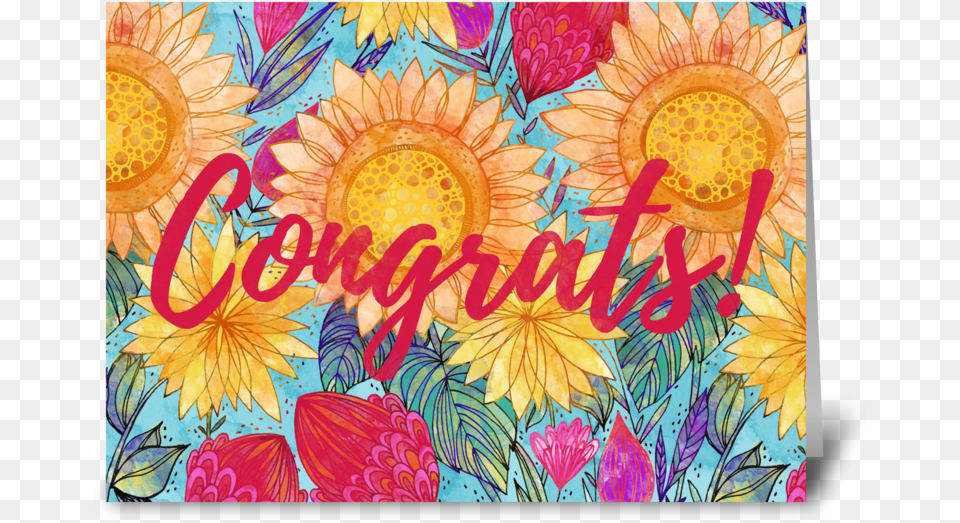 Congrats Sunflowers Greeting Card, Art, Modern Art, Pattern, Graphics Png Image