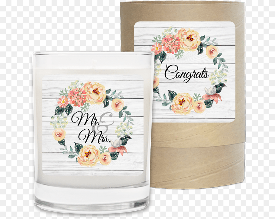 Congrats Wreath Wedding Candle Garden Roses, Greeting Card, Envelope, Mail, Pattern Png
