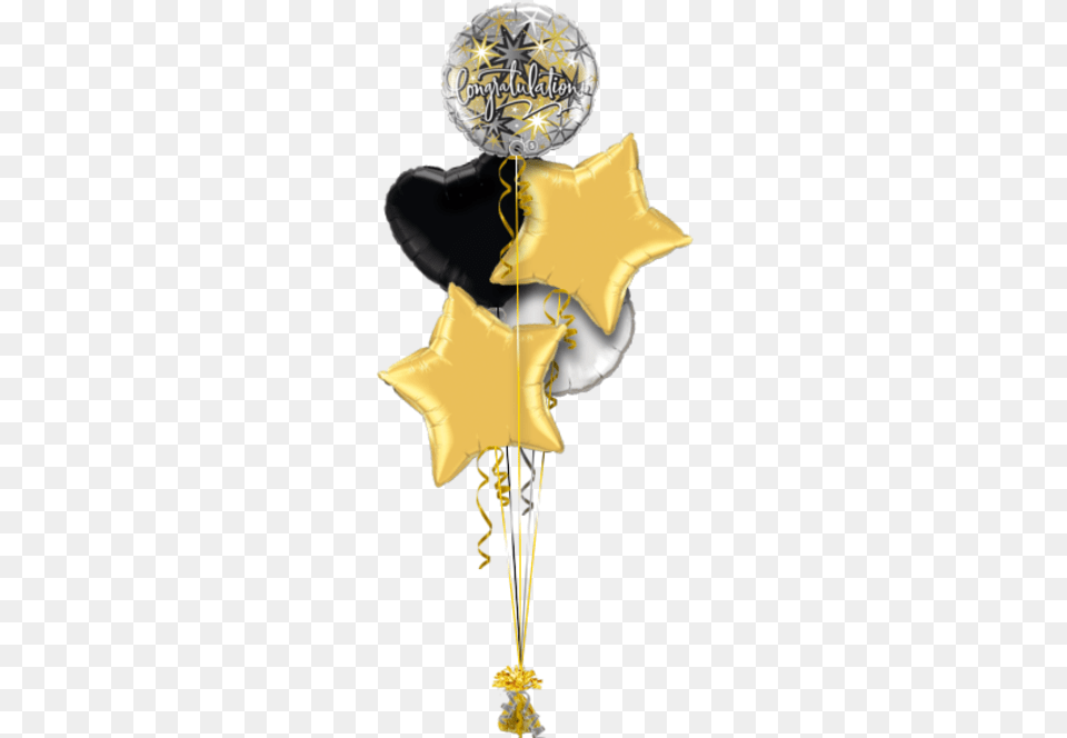 Congratulations Gold And Black Congratulations Balloon Gold And Black Balloons, Badge, Logo, Symbol Free Png Download