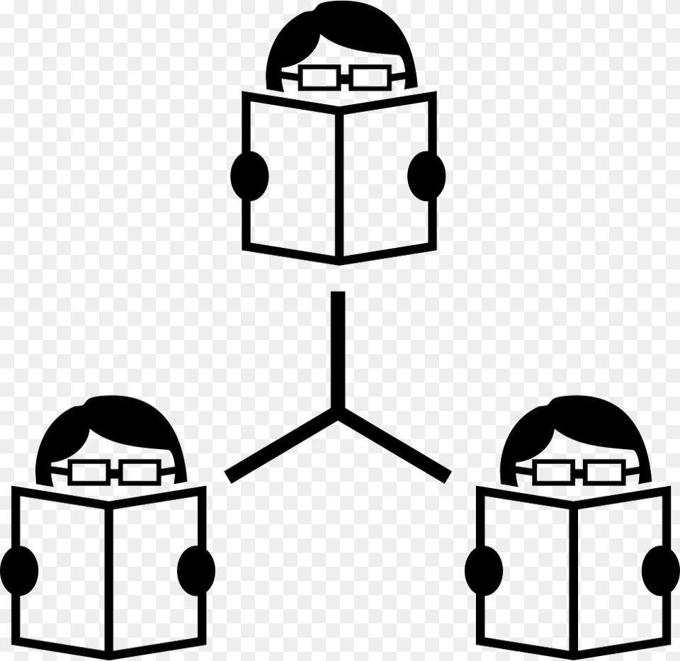 Connected Students Reading Books, Stencil Free Transparent Png