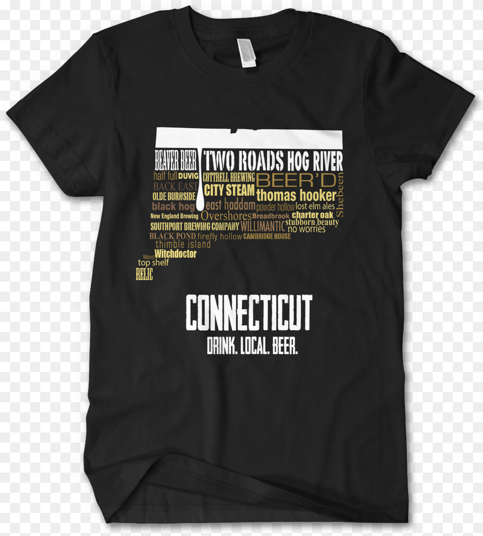 Connecticut State Craft Beers Typography Shirt In Black, Clothing, T-shirt Png