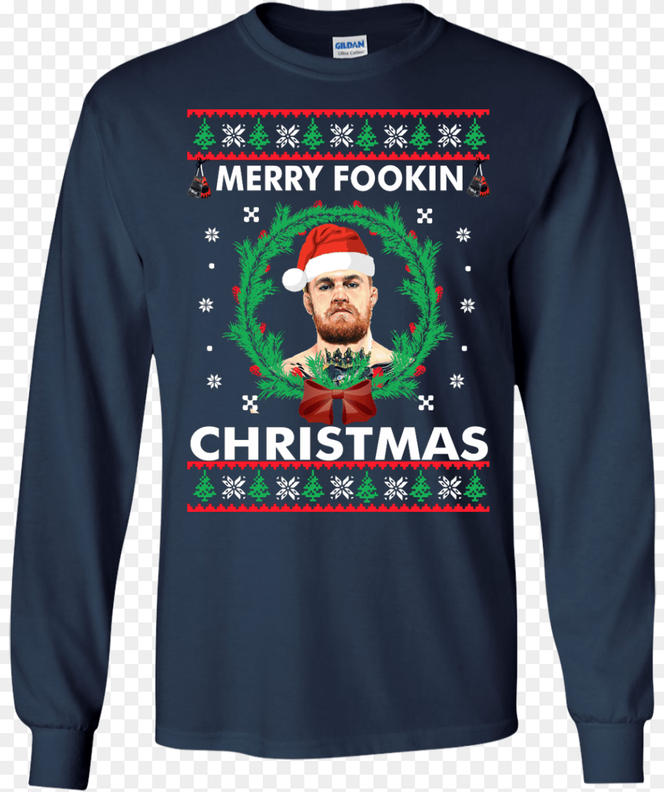 Conor Mcgregor Christmas Sweater Shirt Gender Reveal Purple And Blue Shirts, T-shirt, Clothing, Sleeve, Long Sleeve Free Png Download