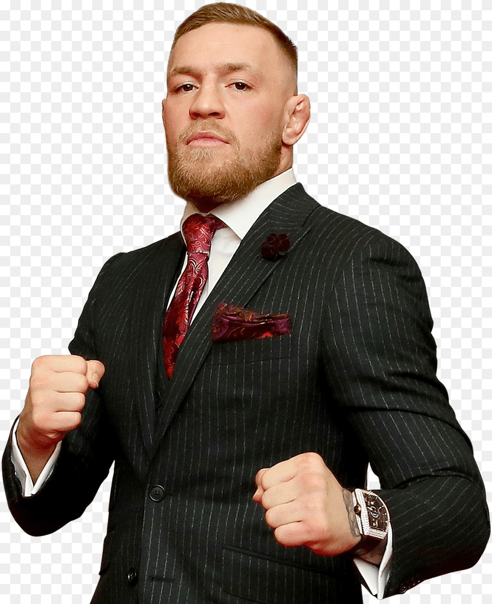 Conor Mcgregor Conor Mcgregor White Suit, Accessories, Tie, Person, Hand Png