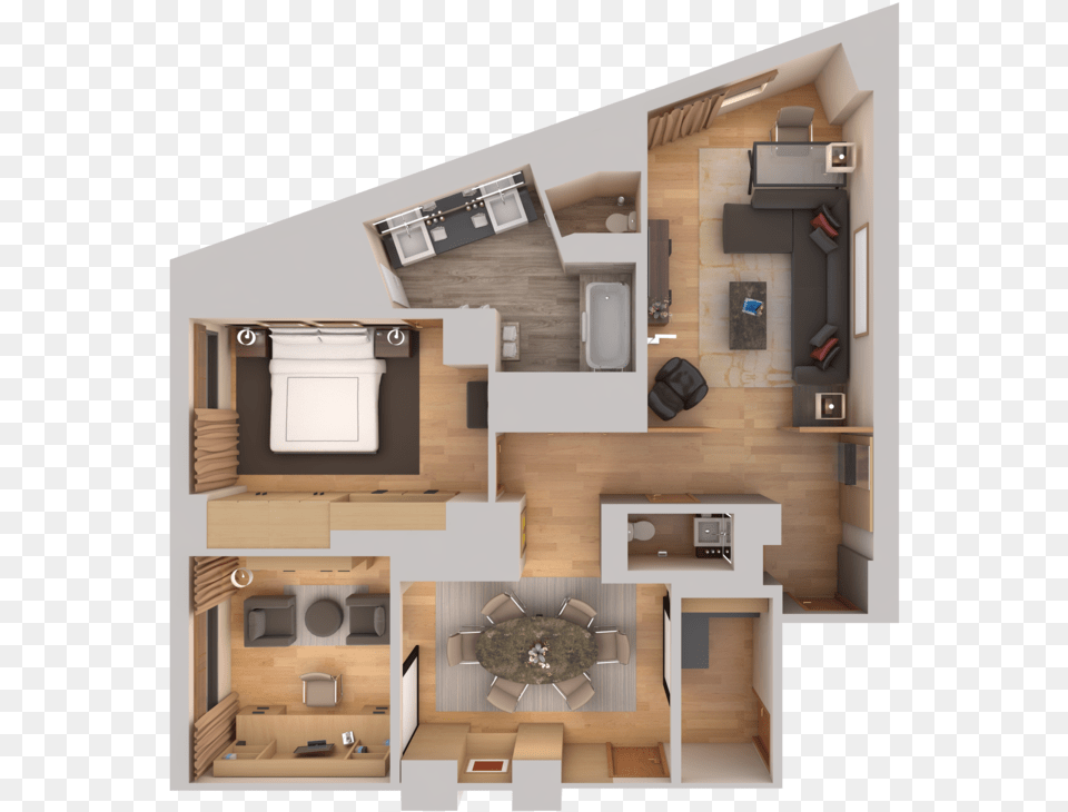 Conrad Suite Apartment Top Down View, Indoors, Interior Design, Diagram, Floor Plan Free Png