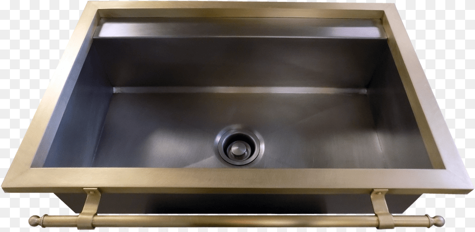 Constantine Iv Stainless Steel And Brass Sink Brass Apron Front Sink With Towel Bar, Sink Faucet, Hot Tub, Tub Png